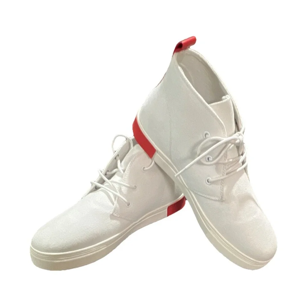 18N23/STRAUSS+RAMM The Chukka-E White Red‎ Canvas Chukka Sneakers Men's US 11.5